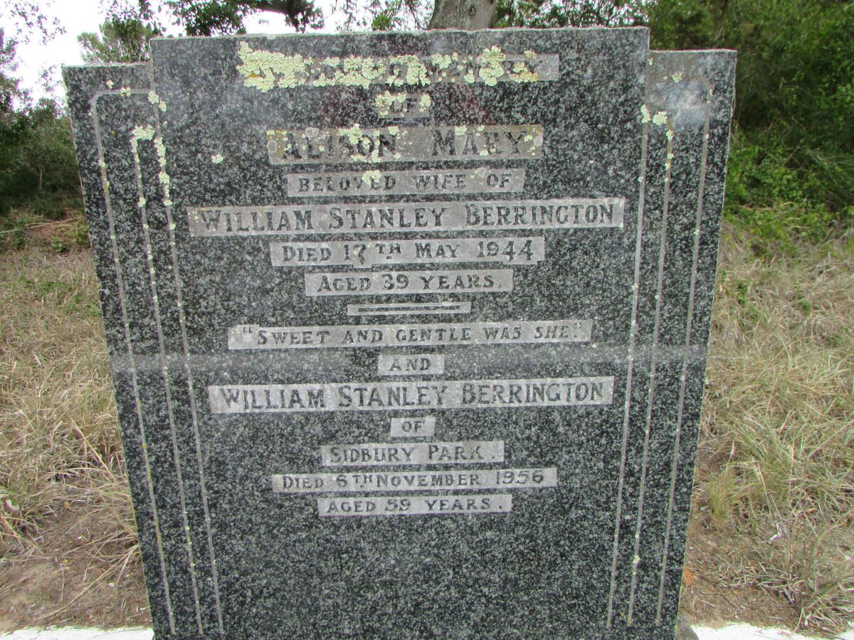BERRINGTON William Stanley -1956 &amp; Alison Mary -1944