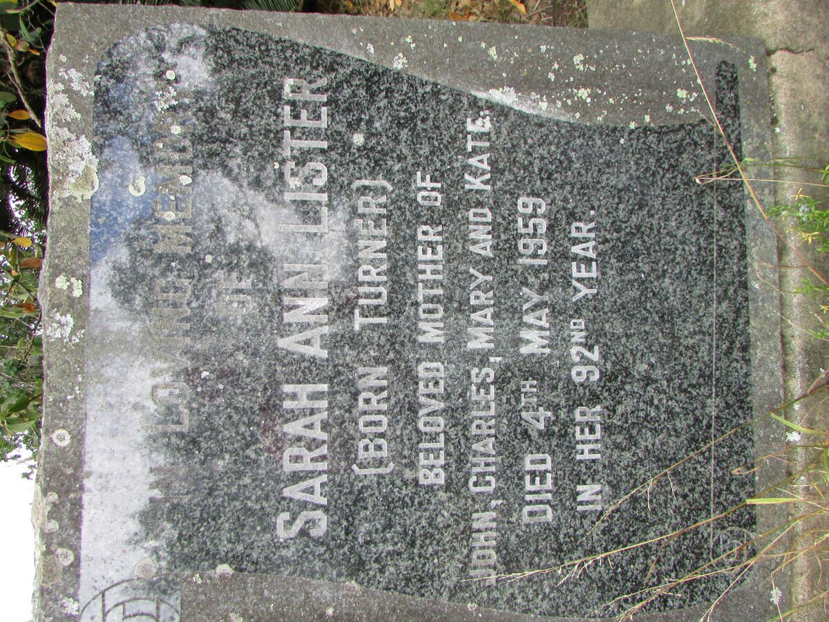LISTER Sarah Ann nee TURNER -1959