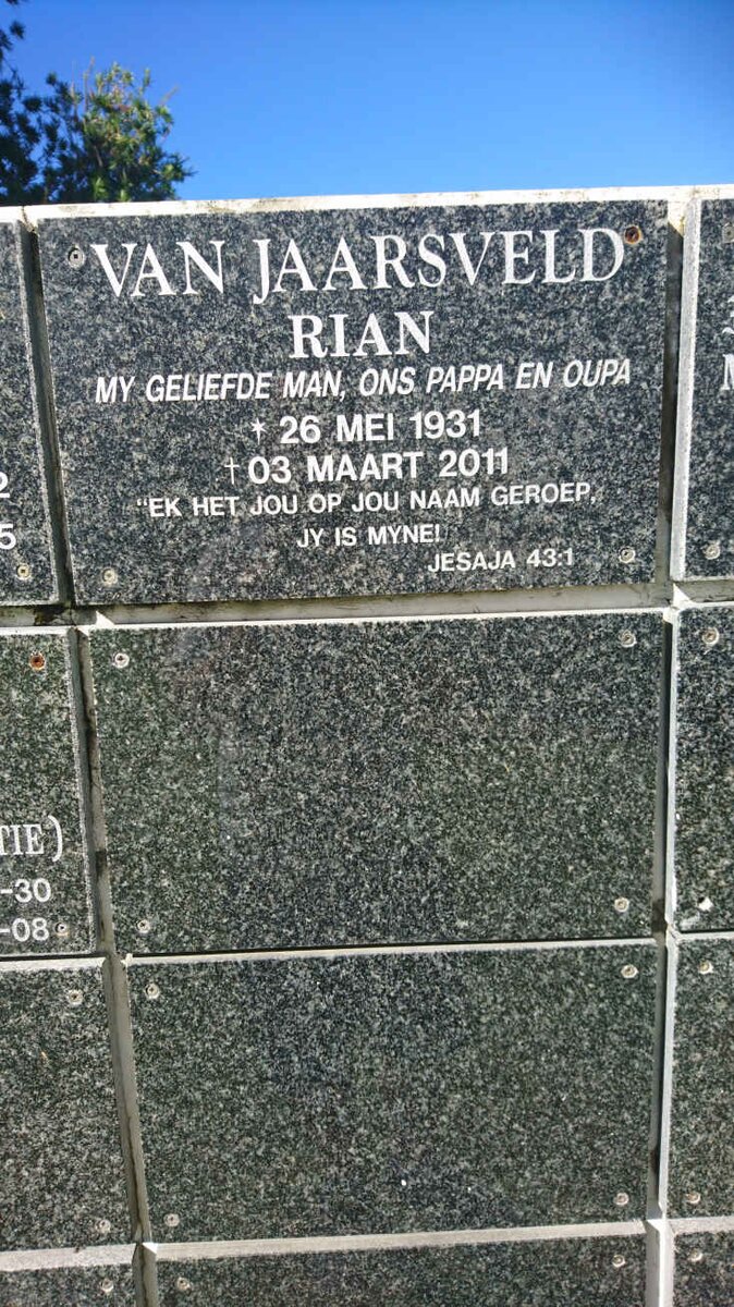 JAARSVELD Rian, van 1931-2011