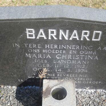 BARNARD Maria Christina nee LANDMAN 1912-1974
