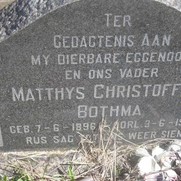 BOTHMA Matthys Christoffel 1896-1957