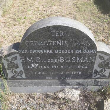 BOSMAN E.M.C. nee ENSLIN 1904-1979