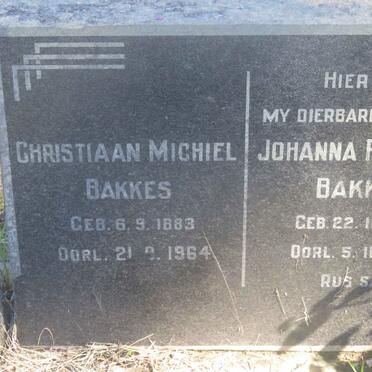 BAKKES Christiaan Michiel 1883-1964 &amp; Johanna Peterina 1890-1957
