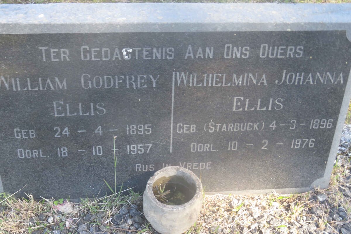 ELLIS William Godfrey 1895-1957 &amp; Wilhelmina Johanna STARBUCK 1896-1976