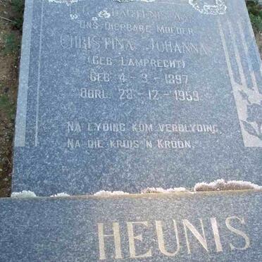 HEUNIS Christina Johanna nee LAMPRECHT 1897-1959