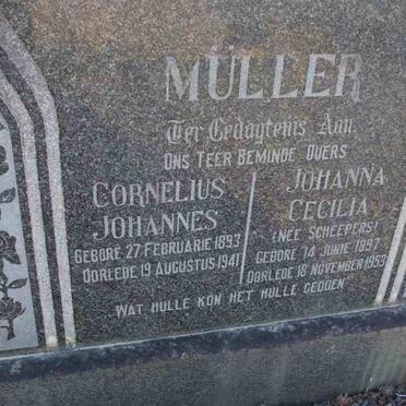 MULLER Cornelius Johannes 1893-1941 &amp; Johanna Cecilia SCHEEPERS 1897-1953
