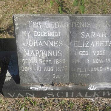 SCHALKWYK Johannes Martinus, van 1892-1976 &amp; Sarah Elizabeth VOGEL 1893-1986