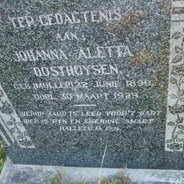 OOSTHUYSEN Johanna Aletta nee MULLER 1899-1929