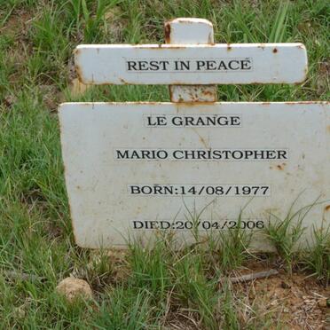 GRANGE Mario Christopher, le 1977-2006