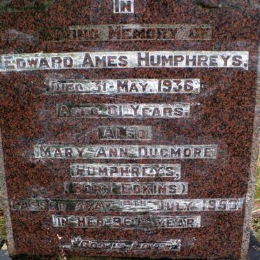HUMPHREYS Edward Ames -1936 &amp; Mary Ann Dugmore EDKINS -1953