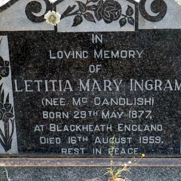 INGRAM Letitia Mary nee McCANDLISH 1877-1959
