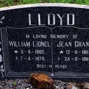 LLOYD William Lionel 1902-1978 &amp; Jean Grant 1911-1984