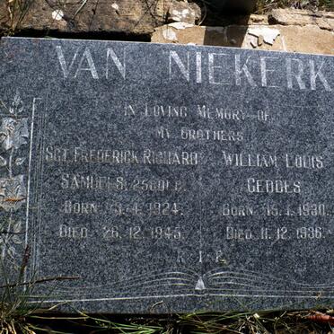 NIEKERK Frederick Richard Samuels, van 1924-1945 :: VAN NIEKERK William Louis Geddes 1930-1936