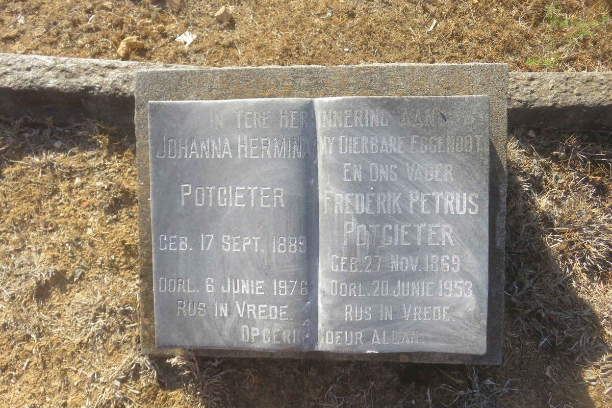 POTGIETER Frederik Petrus 1869-1953 &amp; Johanna Hermina 1889-1976