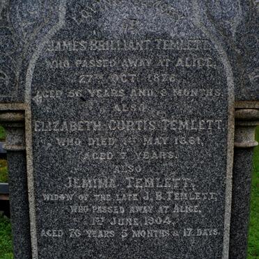 TEMLETT James Brilliant -1876 &amp; Jemima -1904 :: TEMLETT Elizabeth Curtis -1861