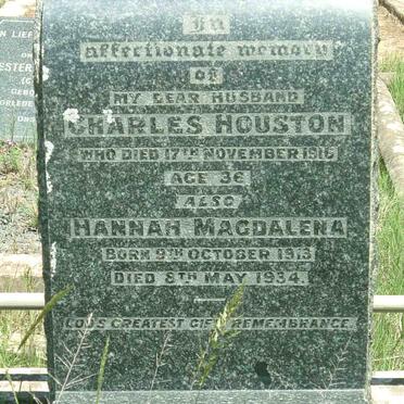 HOUSTON Charles -1916 :: HOUSTON Hannah Magdalena 1913-1934