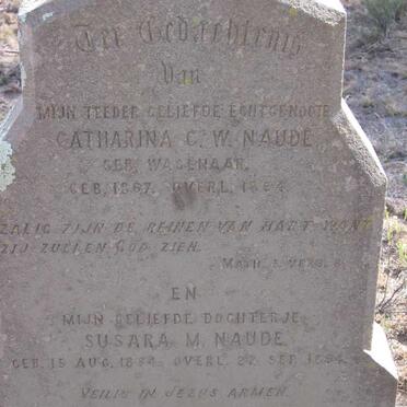 NAUDE Catharina C.W. nee WAGENAAR 1867-1894 :: NAUDE Susara M. 1894-1894