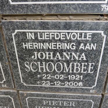 SCHOOMBEE Johanna 1921-2006