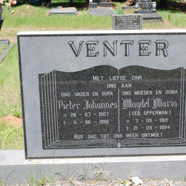 VENTER Pieter Johannes 1907-1996 &amp; Magdel Maria nee OPPERMAN 1919-1994