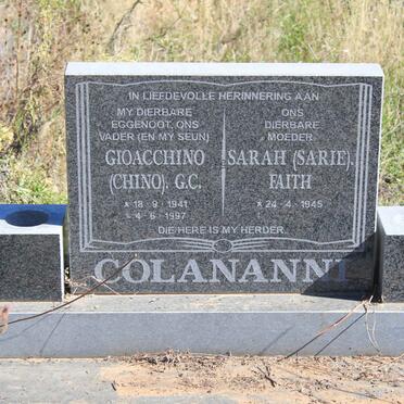 COLANANNI Gioacchino G.C. 1941-1997 &amp; Sarah Faith 1945-