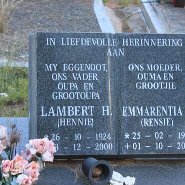 KLERK Lambert H., de 1924-2000 &amp; Emmarentia F. 1926-2009