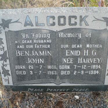 ALCOCK Benjamin John 1886-1963 &amp; Enid H.G. HARVEY 1894-1984