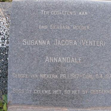 ANNANDALE Susanna Jacoba previously VENTER nee VAN NIEKERK 1917-1975