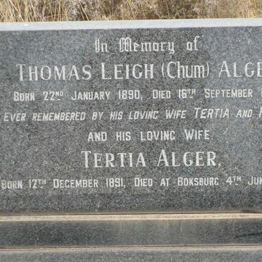 ALGER Thomas Leigh 1890-1970 &amp; Tertia 1891-1973
