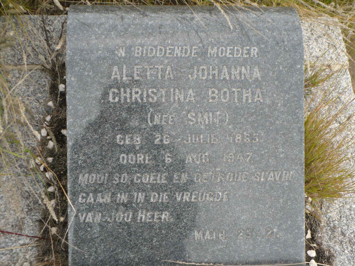 BOTHA Aletta Johanna Christina nee SMIT 1865-1947