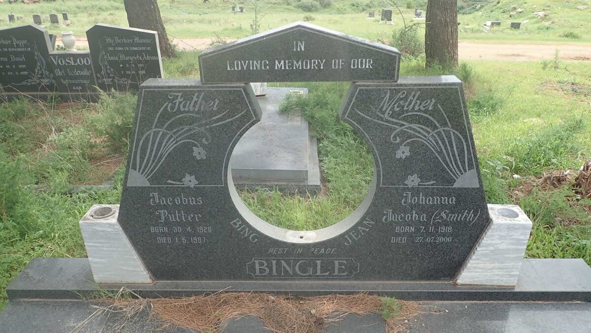 BINGLE Jacobus Putter 1928-1987 &amp; Johanna Jacoba SMITH 1918-2000