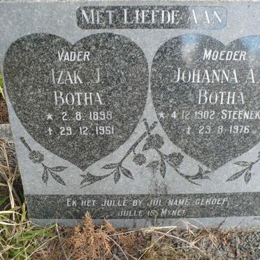 BOTHA Izak J. 1899-1951 &amp; Johanna A.E. STEENEKAMP 1902-1976