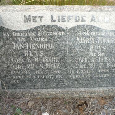 BUYS Jan Hendrik 1865-1947 &amp; Maria Johanna SMIT 1868-1949