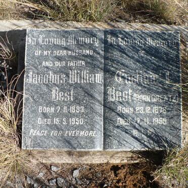 BEST Jacobus William 1883-1950 &amp; Enstina J. GRAETZ 1878-1959