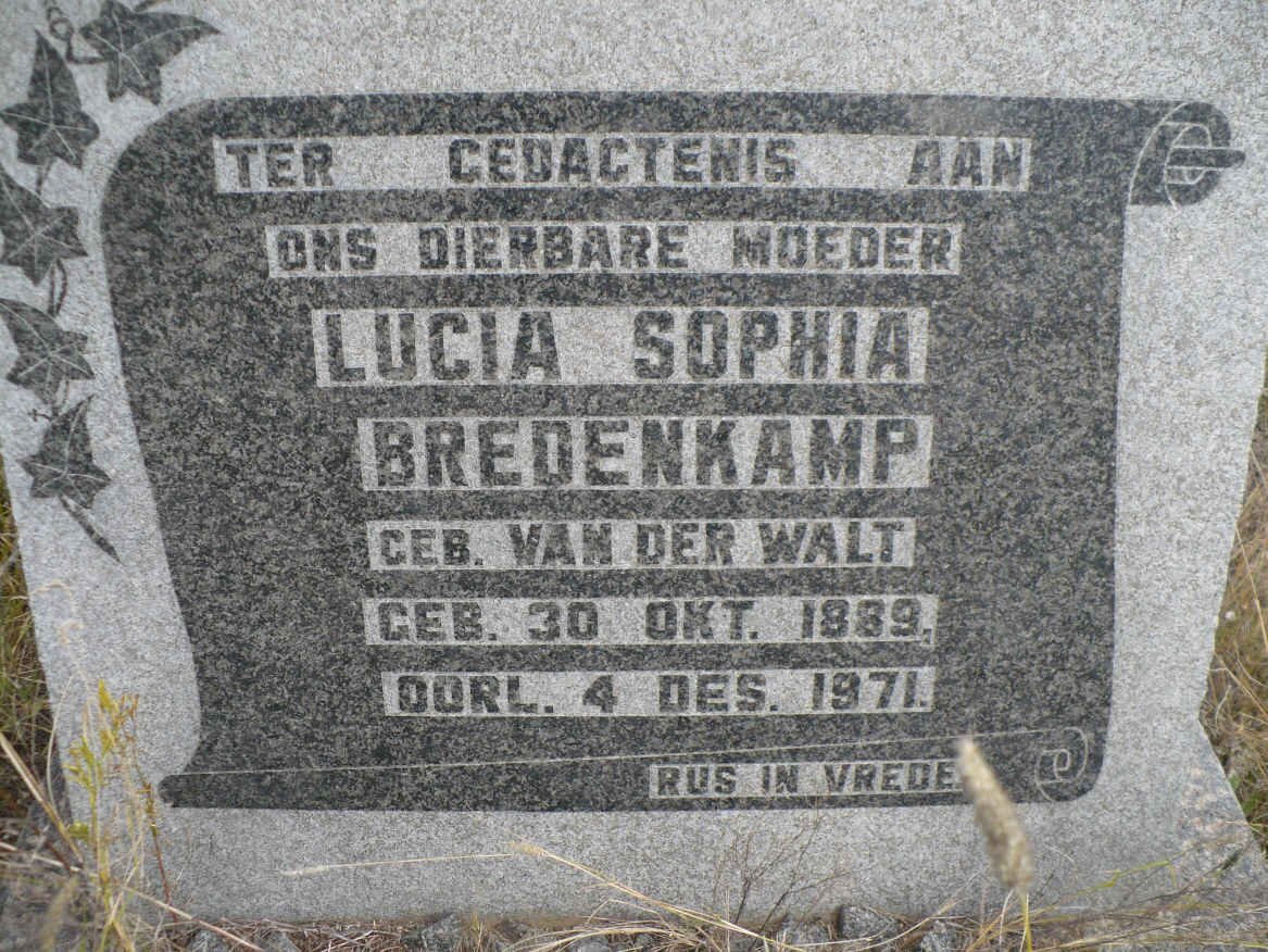 BREDENKAMP Lucia Sophia nee VAN DER WALT 1889-1971