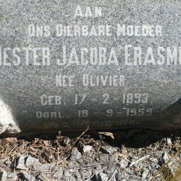 ERASMUS Hester Jacoba nee OLIVIER 1893-1959