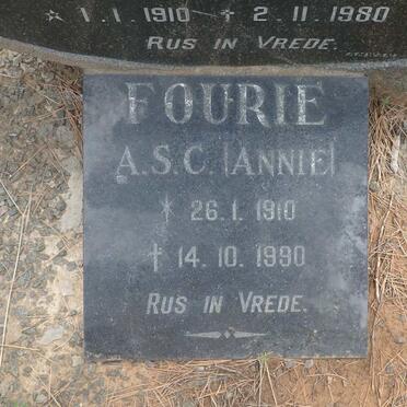 FOURIE S.P.R. 1910-1980 &amp; A.S.C. 1910-1990