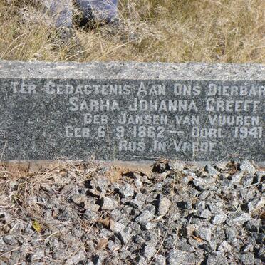 GREEFF Sarha Johanna nee JANSEN VAN VUUREN 1862-1941
