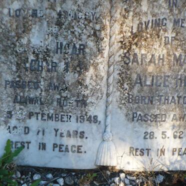 HOAR C.J. -1948 &amp; Sarah Maria Alice THATCHER -1962