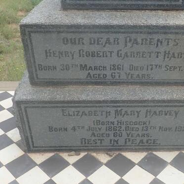 HARVEY Henry Robert Garrett 1861-1928 &amp; Elizabeth May HISCOCK 1862-1922