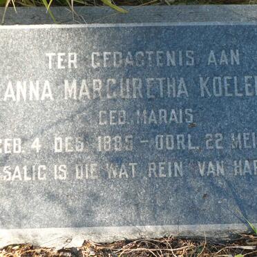 KOELEMAN Anna Marguretha nee MARAIS 1885-1970