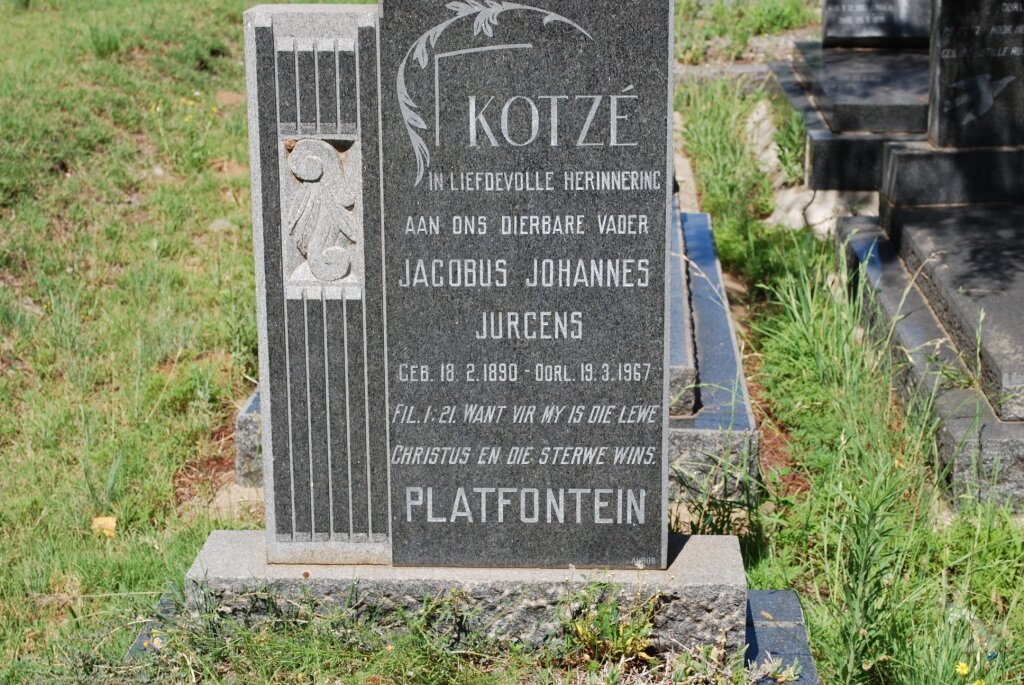 KOTZÉ Jacobus Johannes Jurgens 1890-1967