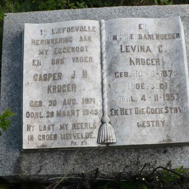 KRUGER Casper J.H. 1871-1945 &amp; Levina C. COETSEE -1953
