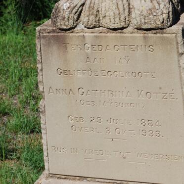 KOTZè Anna Catharina nee MYBURGH 1884-1933
