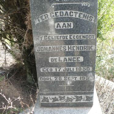 LANGE Johannes Hendrik, de 1850-1930