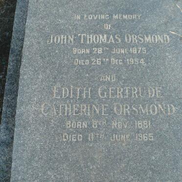 ORSMOND John Thomas 1875-1954 &amp; Edith Gertrude Catherine 1881-1965