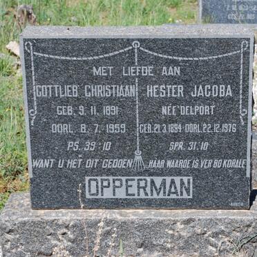OPPERMAN Gottlieb Christiaan 1891-1959 &amp; Hester Jacoba DELPORT 1894-1976