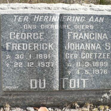 TOIT George Frederick, du 1891-1937 &amp; Francina Johanna S. COETZEE 1889-1976