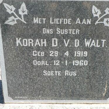 WALT Korah D., v.d. 1919-1960