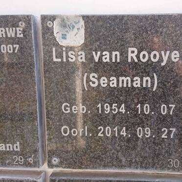 ROOYEN Lisa, van nee SEAMAN 1954-2014