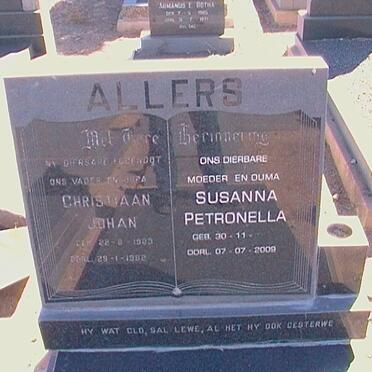 ALLERS Christiaan Johan 1923-1982 &amp; Susanna Petronella -2009